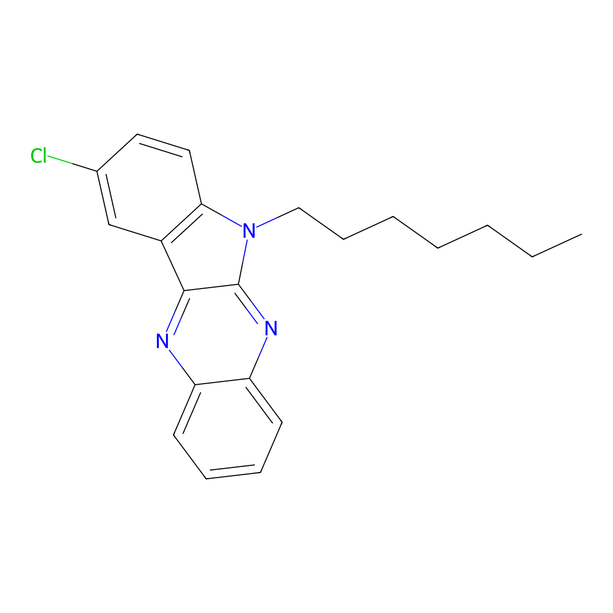 2-Chloro-5-heptylindolo[2,3-b]quinoxaline molecular structure, CAS 612041-29-9