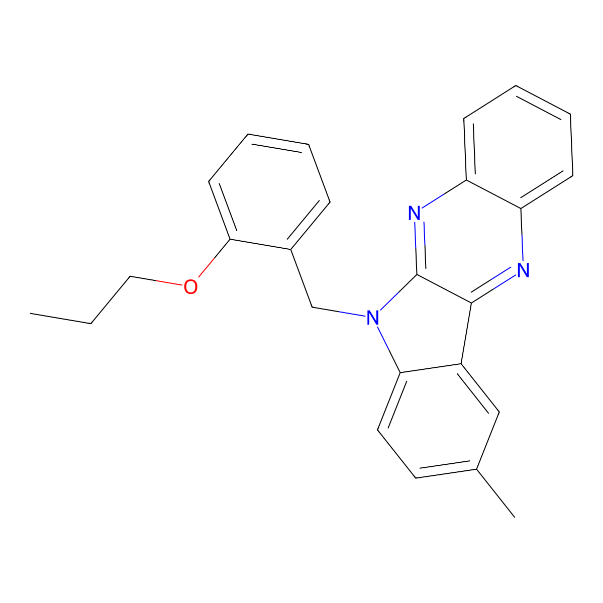 9-methyl-6-(2-propoxybenzyl)-6H-indolo[2,3-b]quinoxaline molecular structure, CAS 612041-42-6