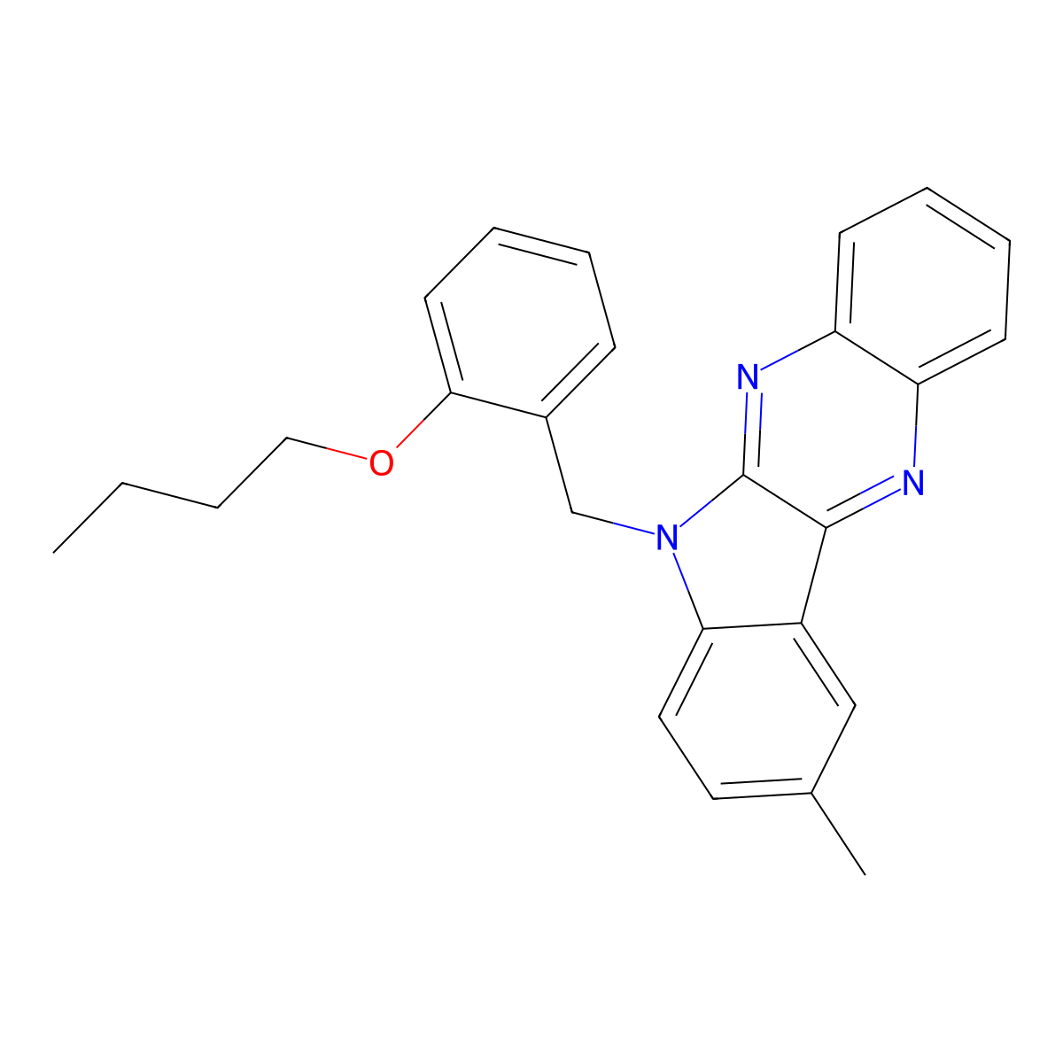 6-(2-butoxybenzyl)-9-methyl-6H-indolo[2,3-b]quinoxaline molecular structure, CAS 612041-44-8