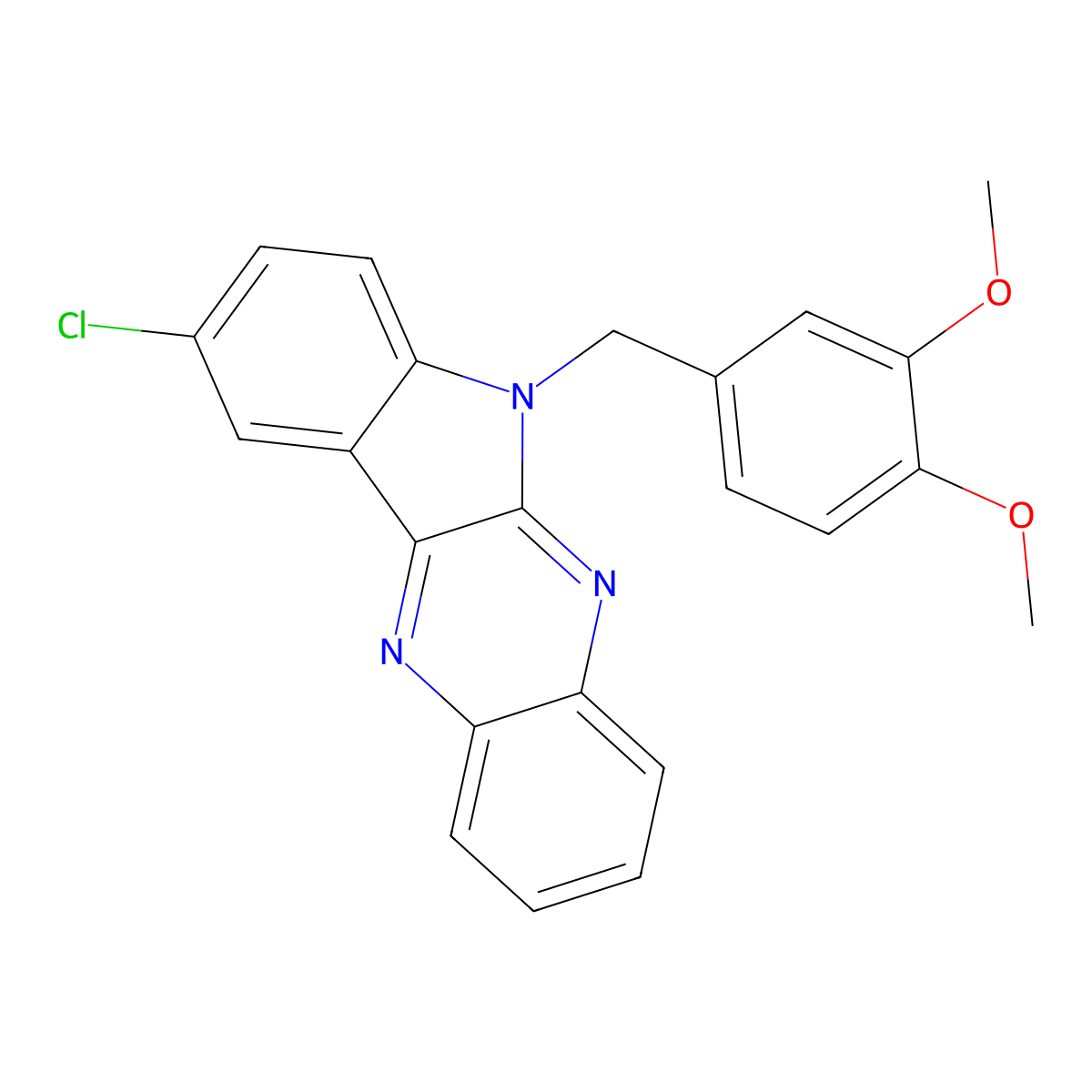 9-chloro-6-(3,4-dimethoxybenzyl)-6H-indolo[2,3-b]quinoxaline molecular structure, CAS 612041-47-1