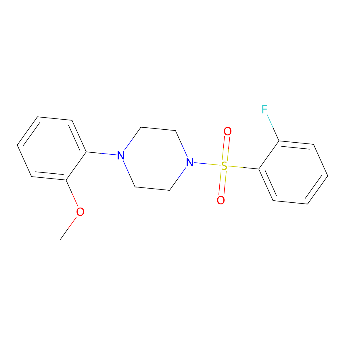 1-((2-Fluorophenyl)sulfonyl)-4-(2-methoxyphenyl)piperazine molecular structure, CAS 612041-51-7