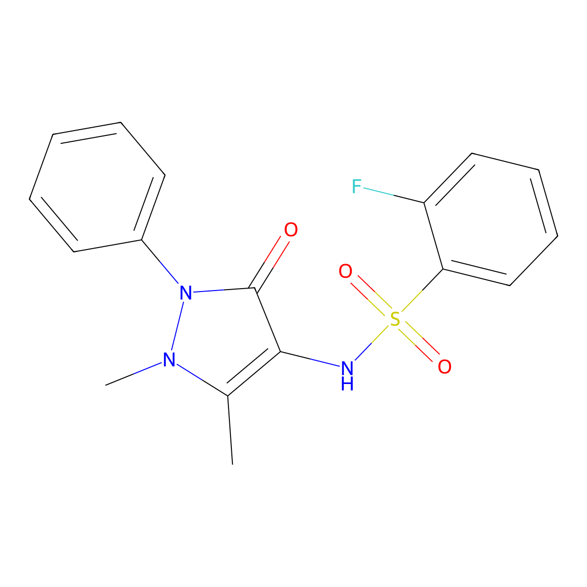4-{[(2-Fluorophenyl)sulfonyl]amino}-2,3-dimethyl-1-phenyl-3-pyrazolin-5-one molecular structure, CAS 612041-63-1