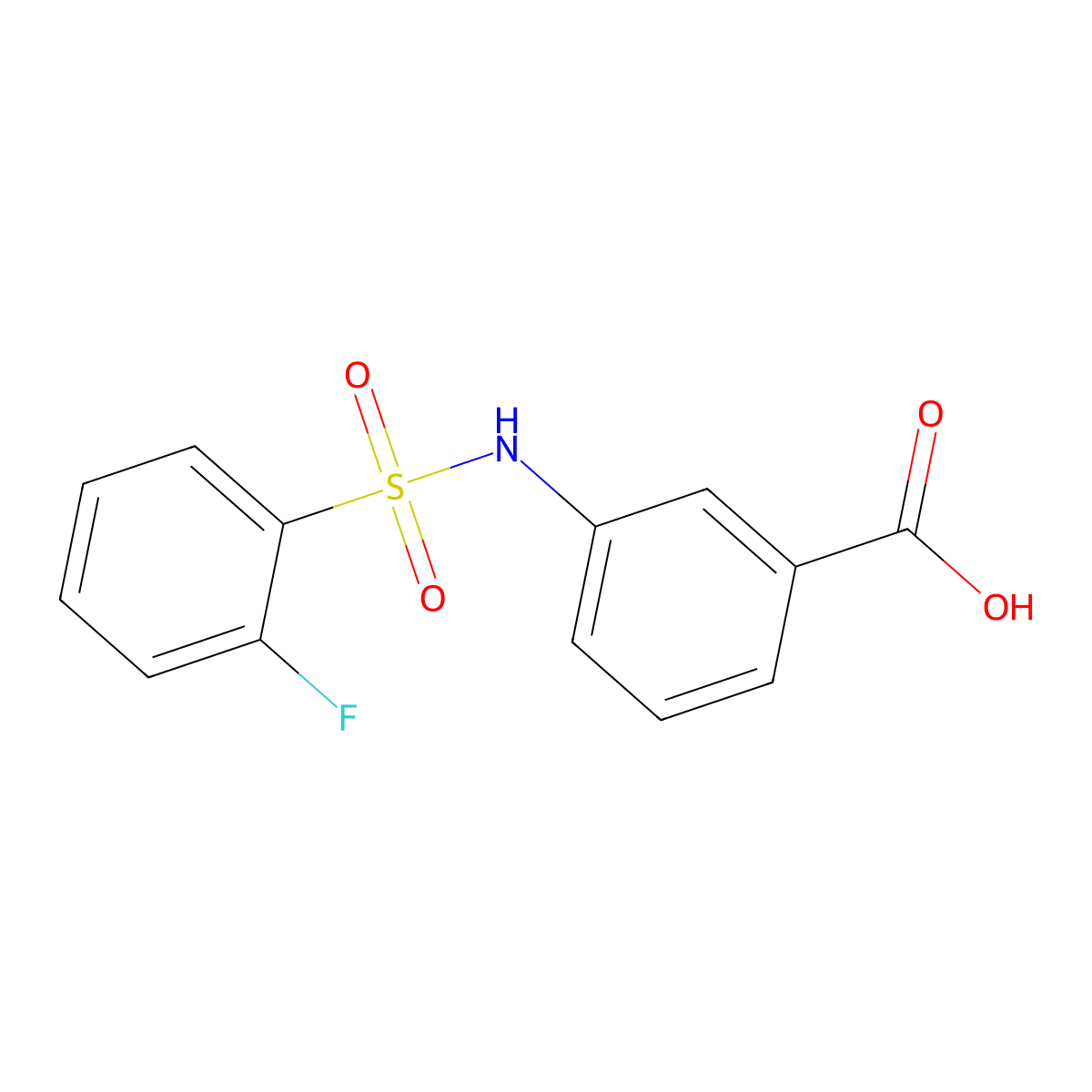 Benzoicacid, 3-[[(2-fluorophenyl)sulfonyl]amino]- molecular structure, CAS 612041-66-4