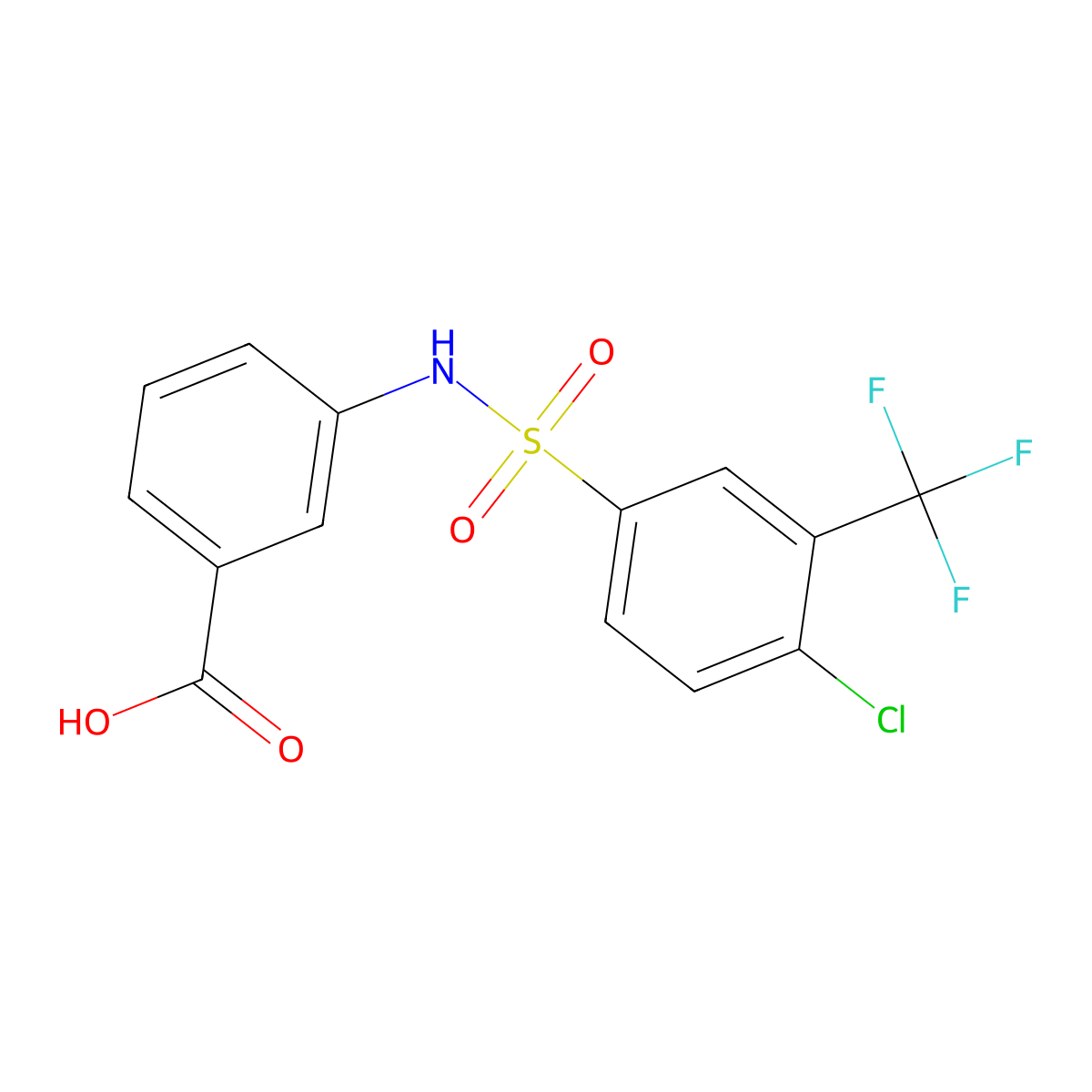 3-[[4-chloro-3-(trifluoromethyl)phenyl]sulfonylamino]benzoic Acid molecular structure, CAS 612041-76-6