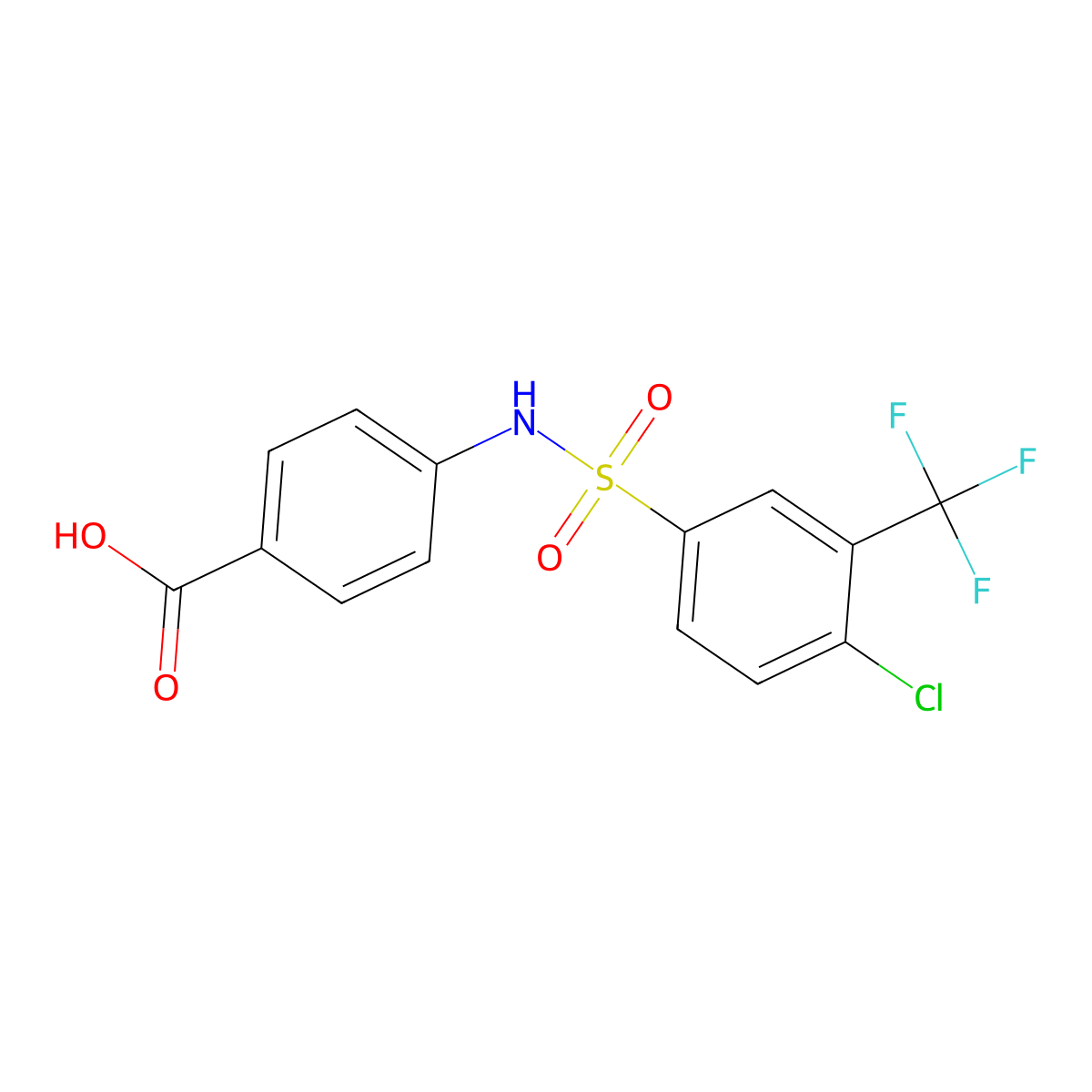 4-[[4-chloro-3-(trifluoromethyl)phenyl]sulfonylamino]benzoic Acid molecular structure, CAS 612041-77-7