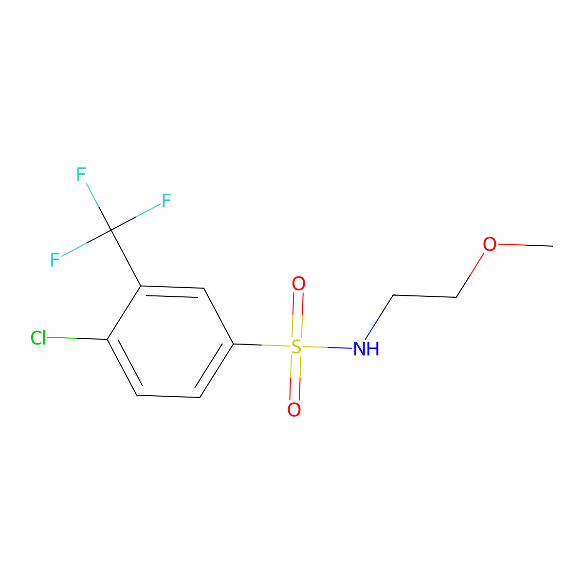 4-chloro-N-(2-methoxyethyl)-3-(trifluoromethyl)benzenesulfonamide molecular structure, CAS 612041-98-2