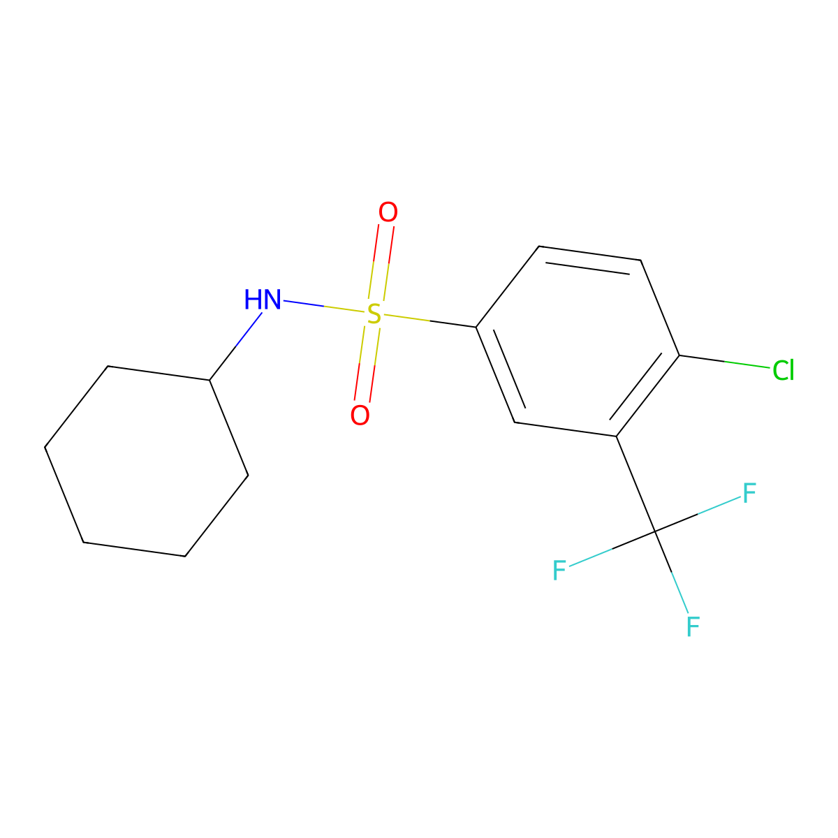 {[4-Chloro-3-(trifluoromethyl)phenyl]sulfonyl}cyclohexylamine molecular structure, CAS 612042-07-6