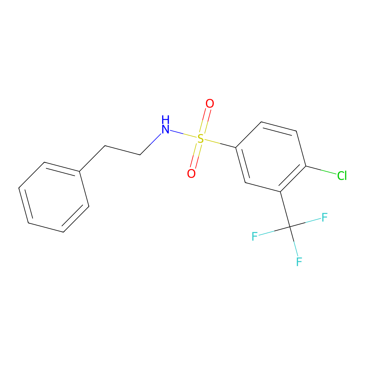 4-chloro-N-phenethyl-3-(trifluoromethyl)benzenesulfonamide molecular structure, CAS 612042-09-8
