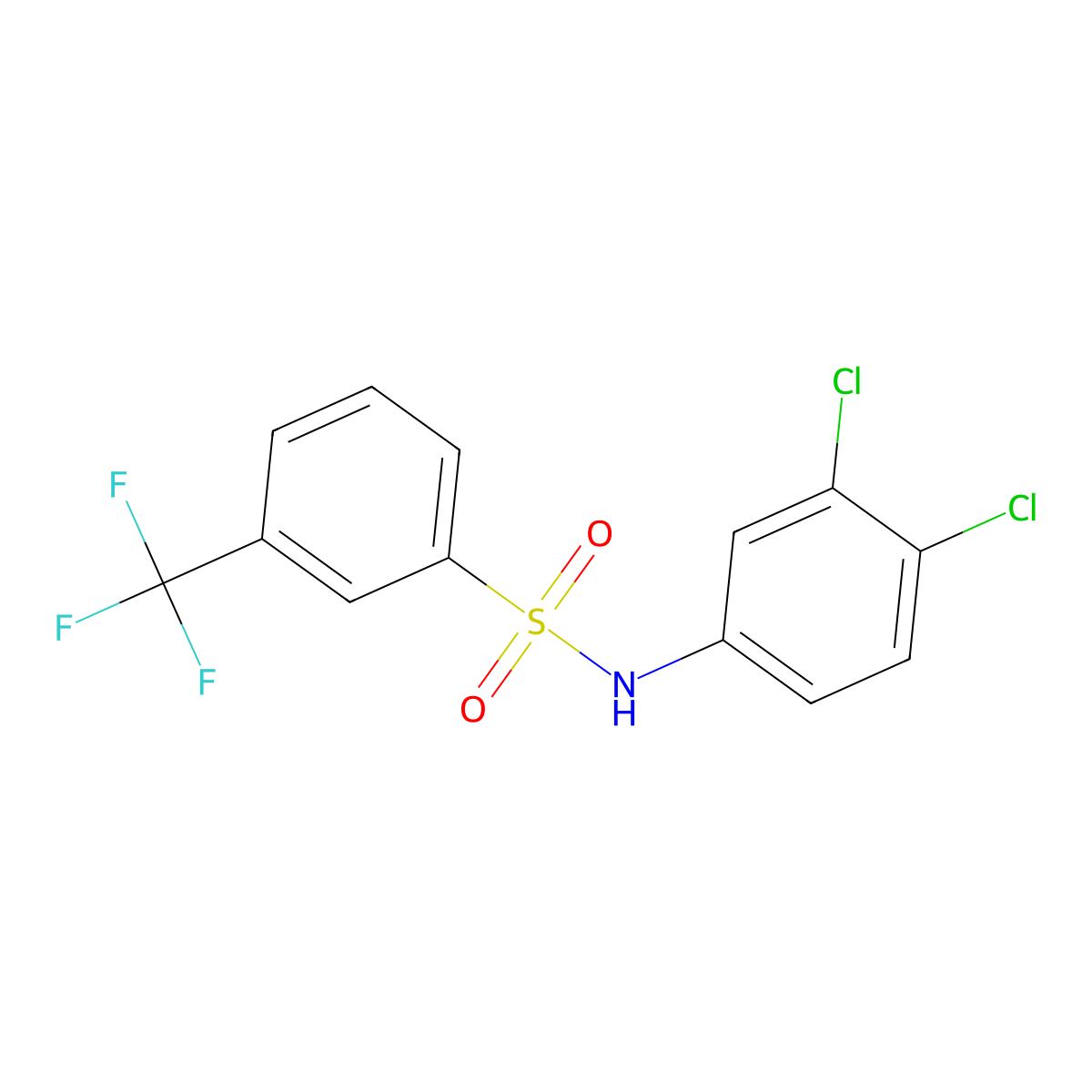 N-(3,4-dichlorophenyl)-3-(trifluoromethyl)benzenesulfonamide molecular structure, CAS 612042-12-3