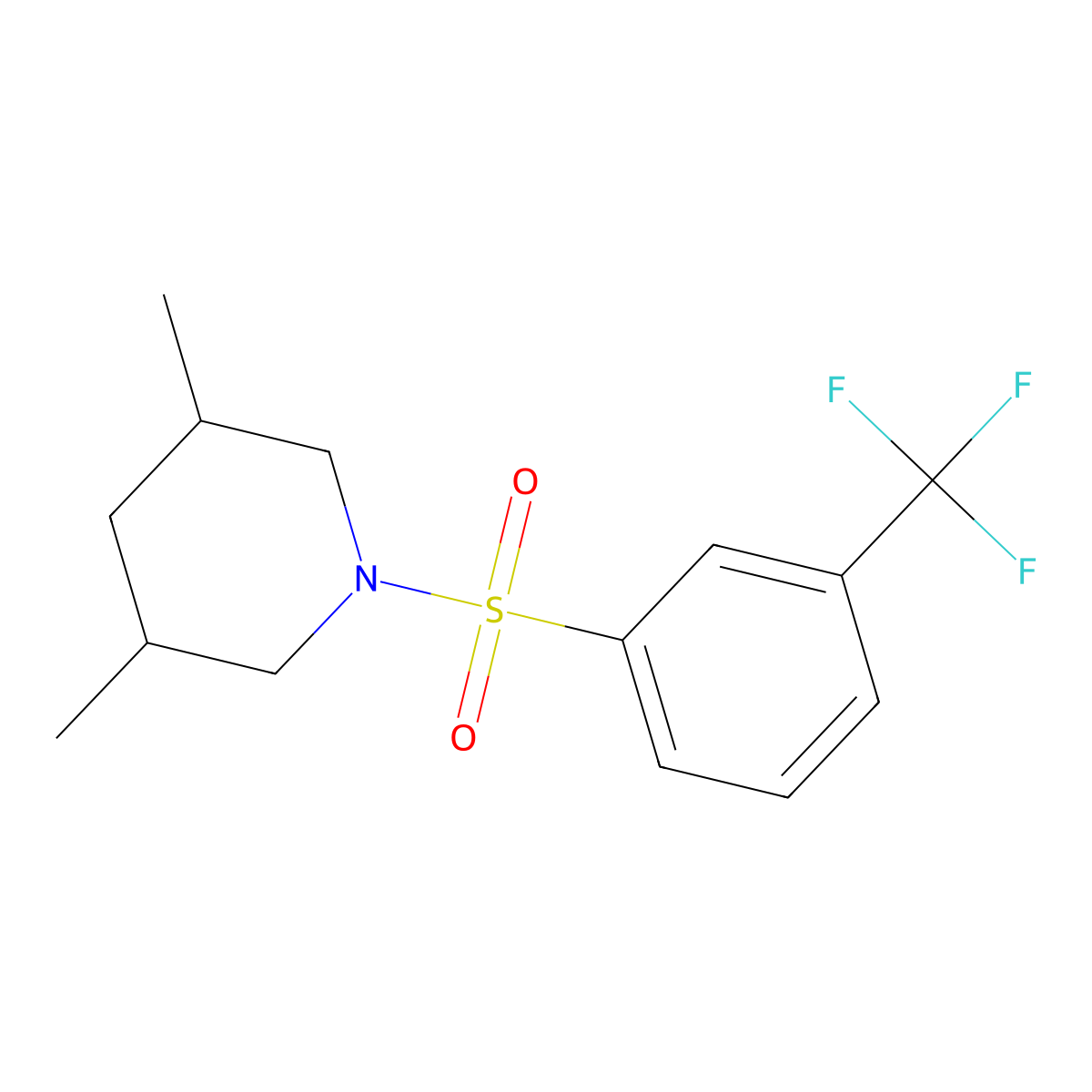 3,5-Dimethyl-1-[3-(trifluoromethyl)benzenesulfonyl]piperidine molecular structure, CAS 612042-26-9