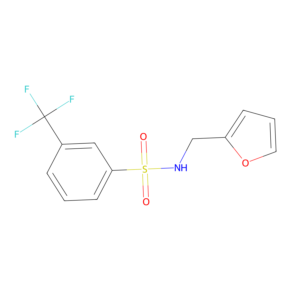 N-(furan-2-ylmethyl)-3-(trifluoromethyl)benzenesulfonamide molecular structure, CAS 612042-27-0
