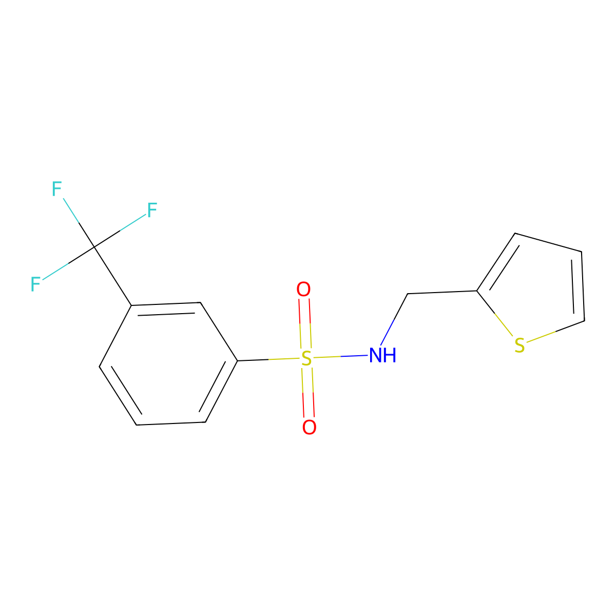N-(thiophen-2-ylmethyl)-3-(trifluoromethyl)benzenesulfonamide molecular structure, CAS 612042-35-0