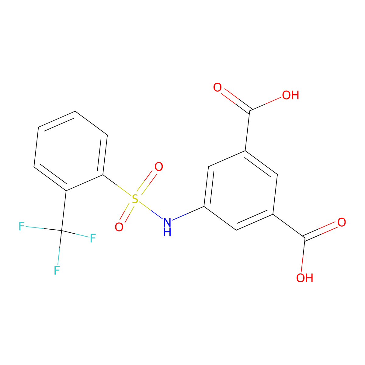 5-[2-(Trifluoromethyl)benzenesulfonamido]benzene-1,3-dicarboxylic acid molecular structure, CAS 612042-42-9