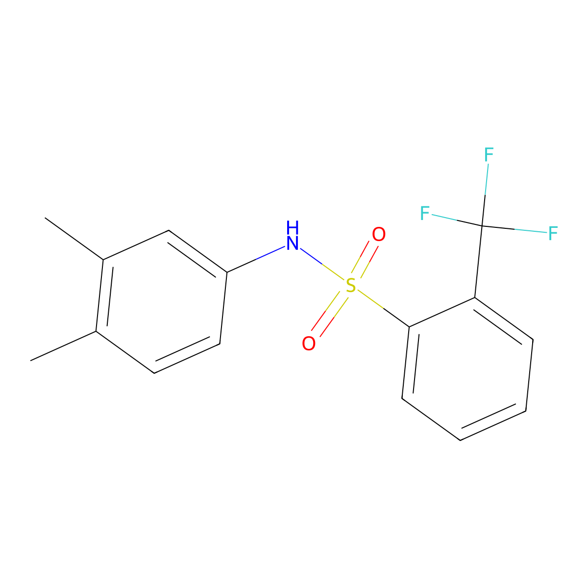 N-(3,4-dimethylphenyl)-2-(trifluoromethyl)benzenesulfonamide molecular structure, CAS 612042-56-5