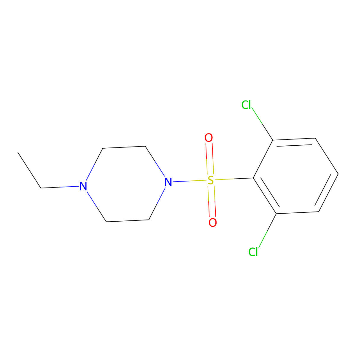 1-((2,6-Dichlorophenyl)sulfonyl)-4-ethylpiperazine molecular structure, CAS 612042-85-0