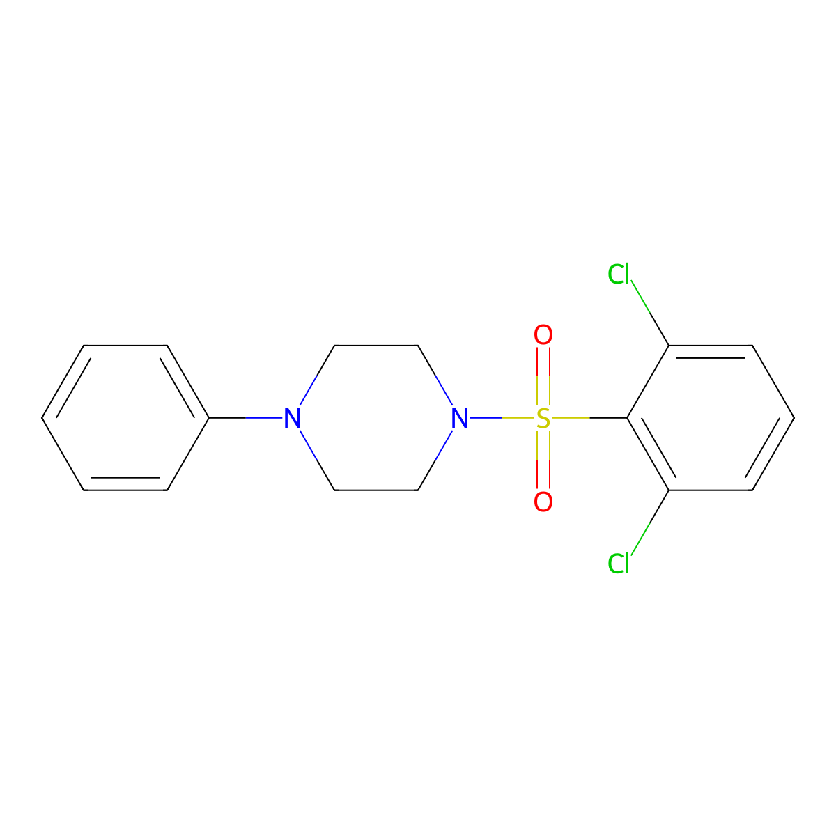 1-(2,6-Dichlorobenzenesulfonyl)-4-phenylpiperazine molecular structure, CAS 612042-86-1