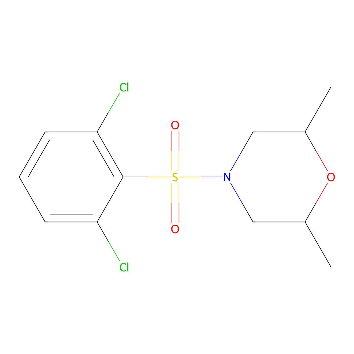4-((2,6-Dichlorophenyl)sulfonyl)-2,6-dimethylmorpholine molecular structure, CAS 612042-95-2