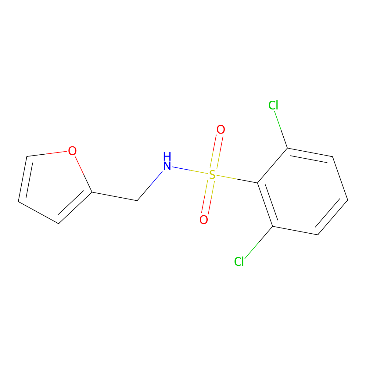 2,6-dichloro-N-(furan-2-ylmethyl)benzenesulfonamide molecular structure, CAS 612042-97-4