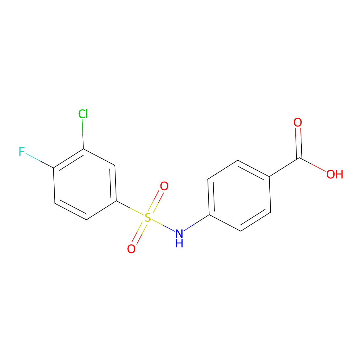 4-(3-Chloro-4-fluorobenzenesulfonamido)benzoic acid molecular structure, CAS 612043-04-6