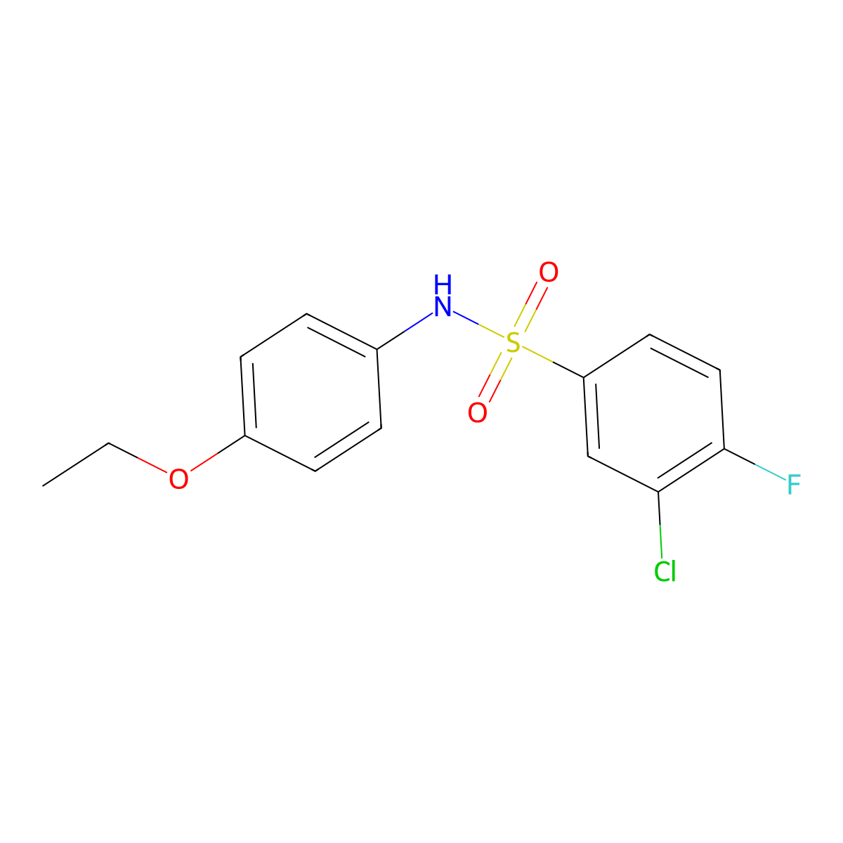 3-chloro-N-(4-ethoxyphenyl)-4-fluorobenzenesulfonamide molecular structure, CAS 612043-09-1