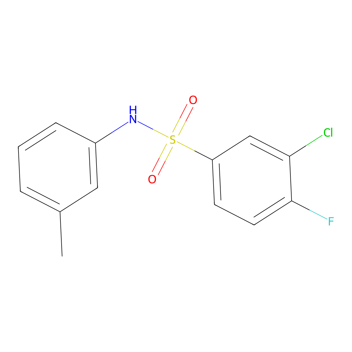 3-chloro-4-fluoro-N-(m-tolyl)benzenesulfonamide molecular structure, CAS 612043-11-5