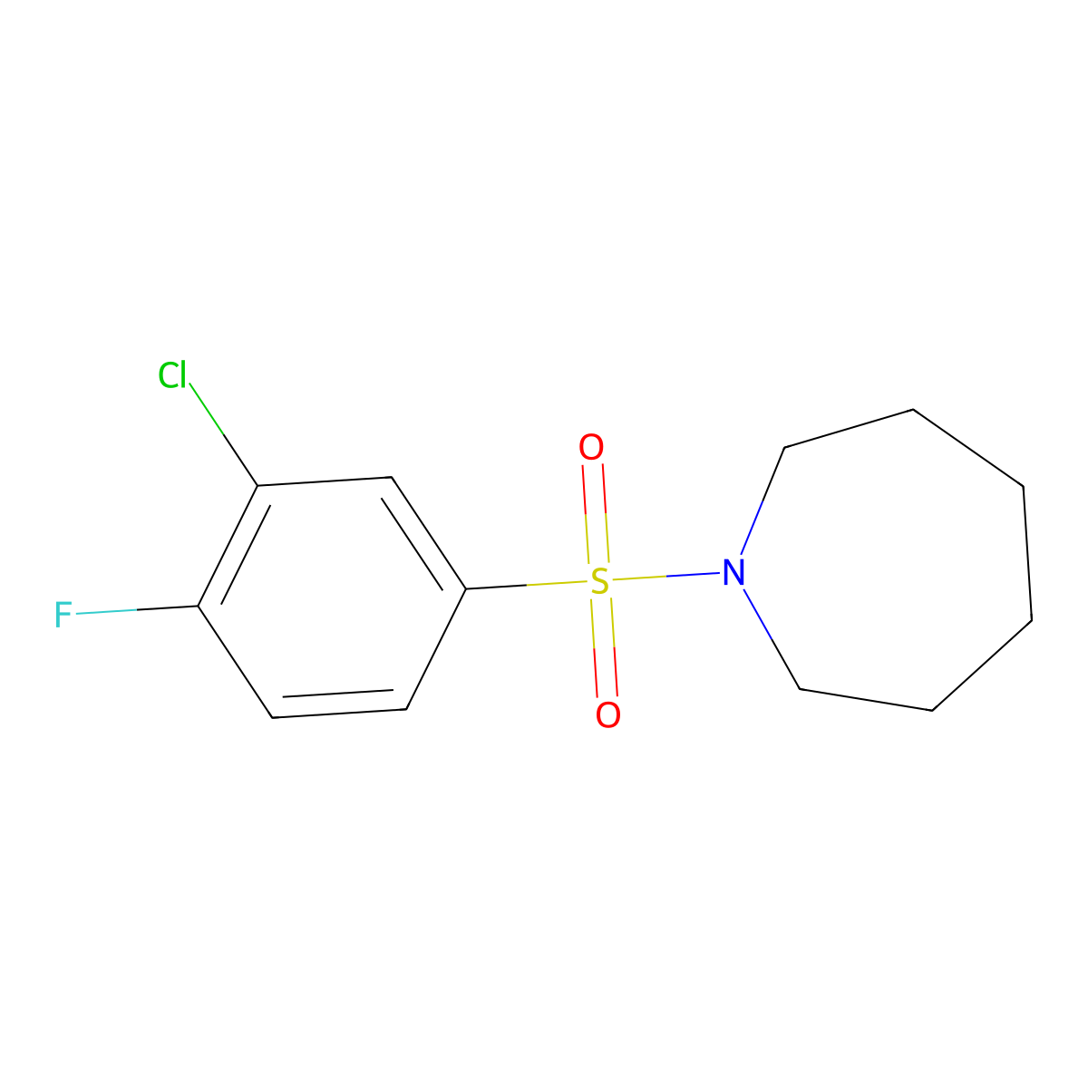 1-((3-Chloro-4-fluorophenyl)sulfonyl)azepane molecular structure, CAS 612043-26-2