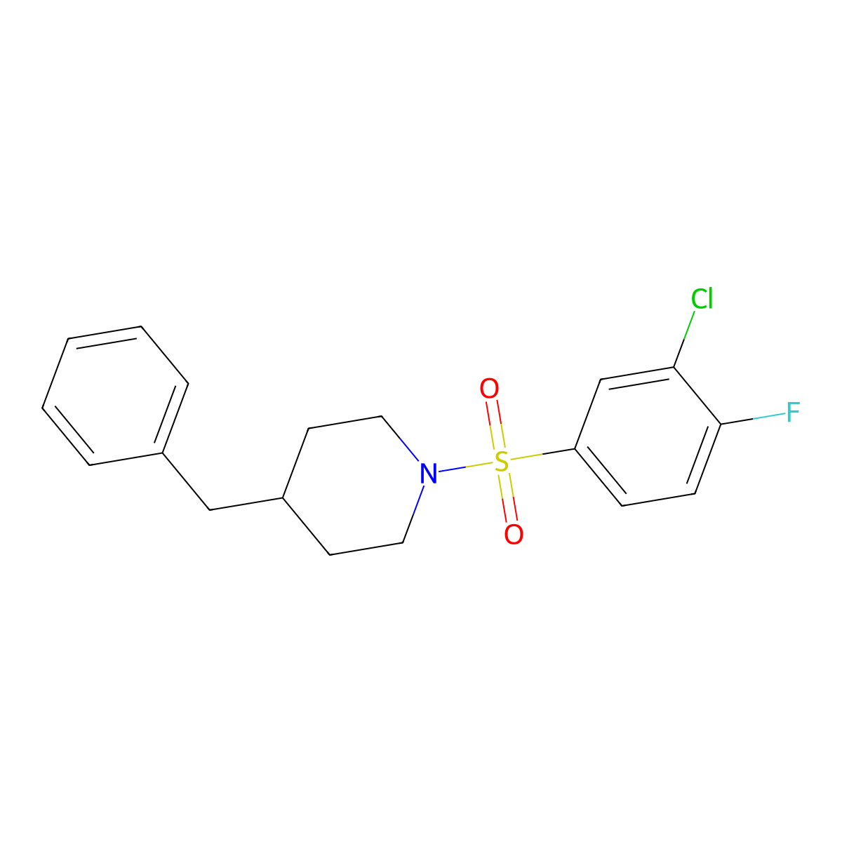 4-Benzyl-1-(3-chloro-4-fluorobenzenesulfonyl)piperidine molecular structure, CAS 612043-29-5