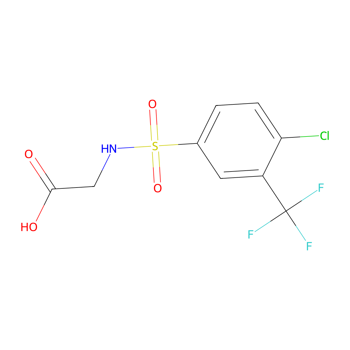 ((4-Chloro-3-(trifluoromethyl)phenyl)sulfonyl)glycine molecular structure, CAS 612043-42-2
