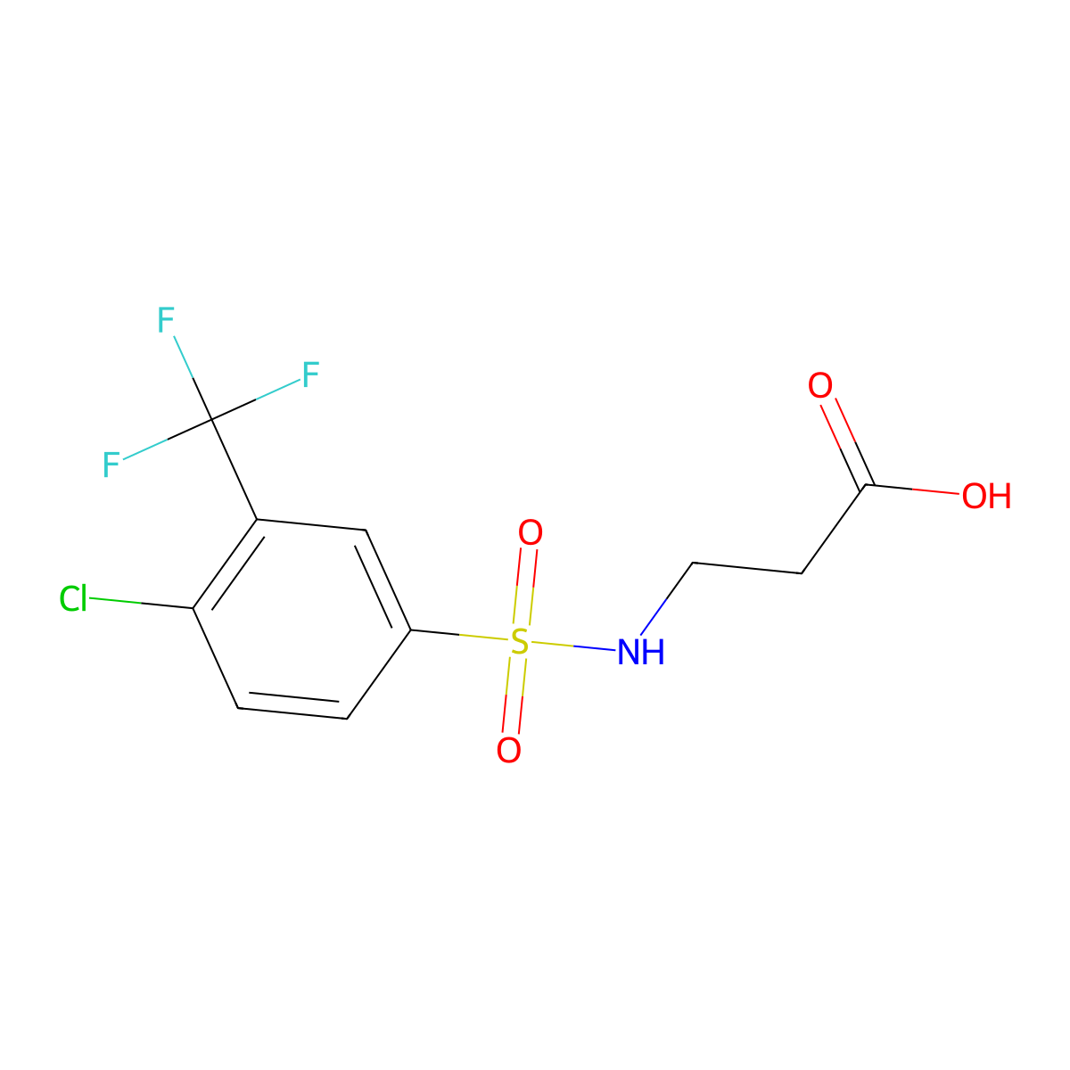 N-((4-Chloro-3-(trifluoromethyl)phenyl)sulfonyl)-beta-alanine molecular structure, CAS 612043-43-3