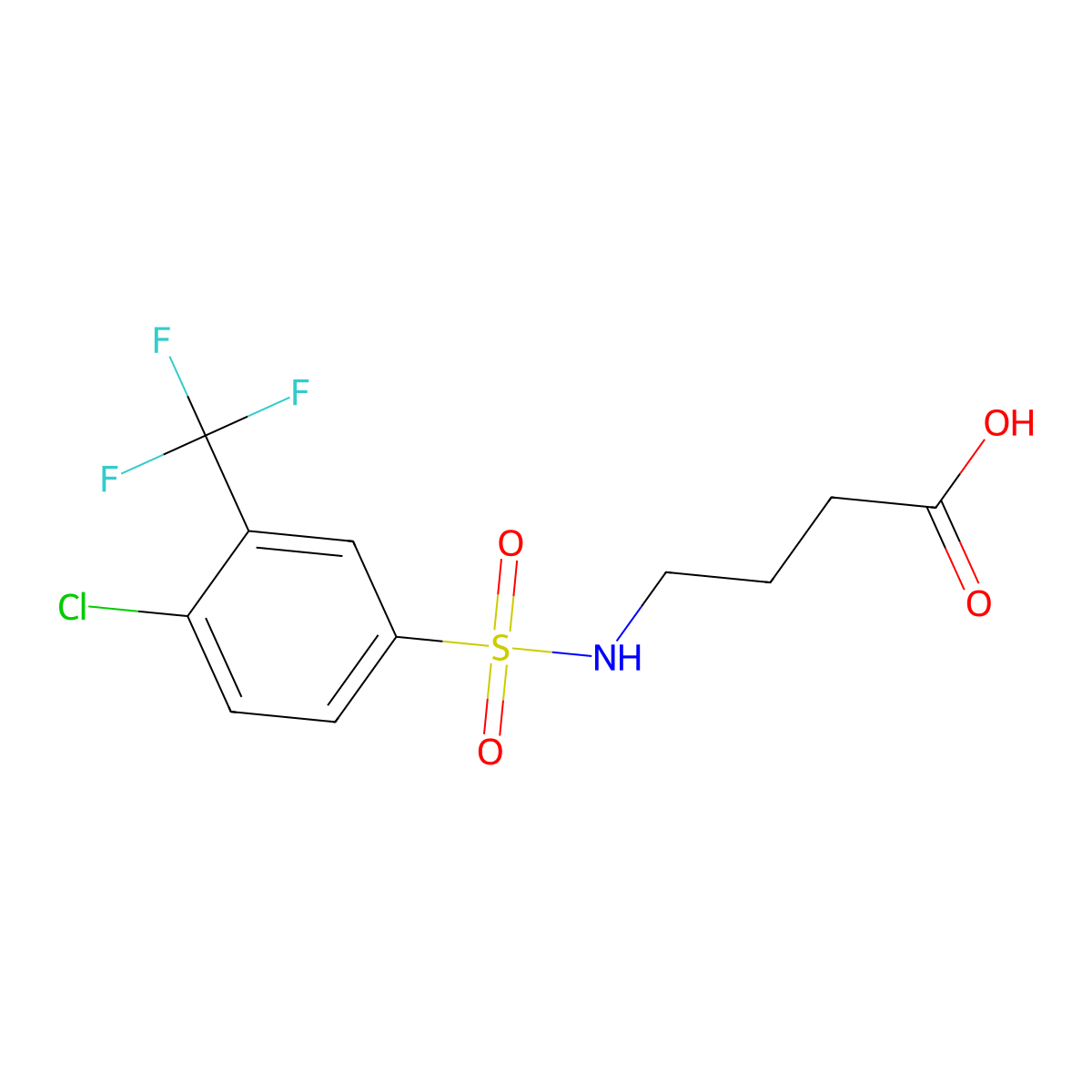 4-[4-Chloro-3-(trifluoromethyl)benzenesulfonamido]butanoic acid molecular structure, CAS 612043-44-4