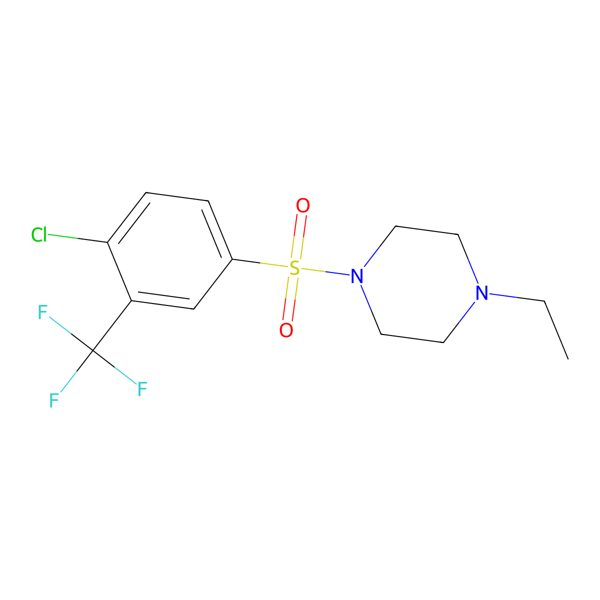 1-((4-Chloro-3-(trifluoromethyl)phenyl)sulfonyl)-4-ethylpiperazine molecular structure, CAS 612043-50-2