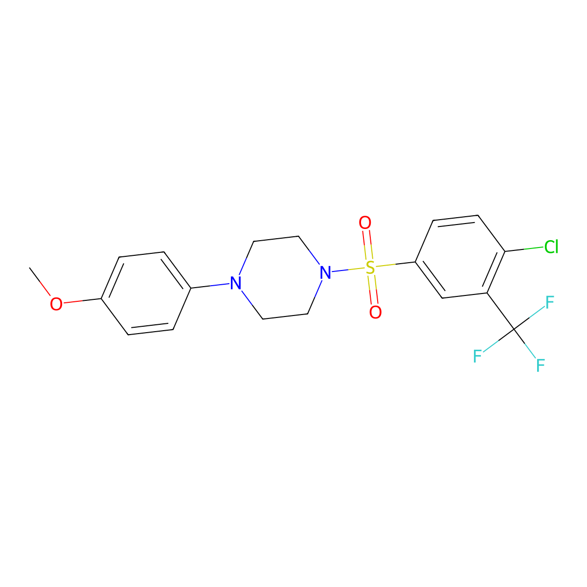 1-{[4-Chloro-3-(trifluoromethyl)phenyl]sulfonyl}-4-(4-methoxyphenyl)piperazine molecular structure, CAS 612043-52-4