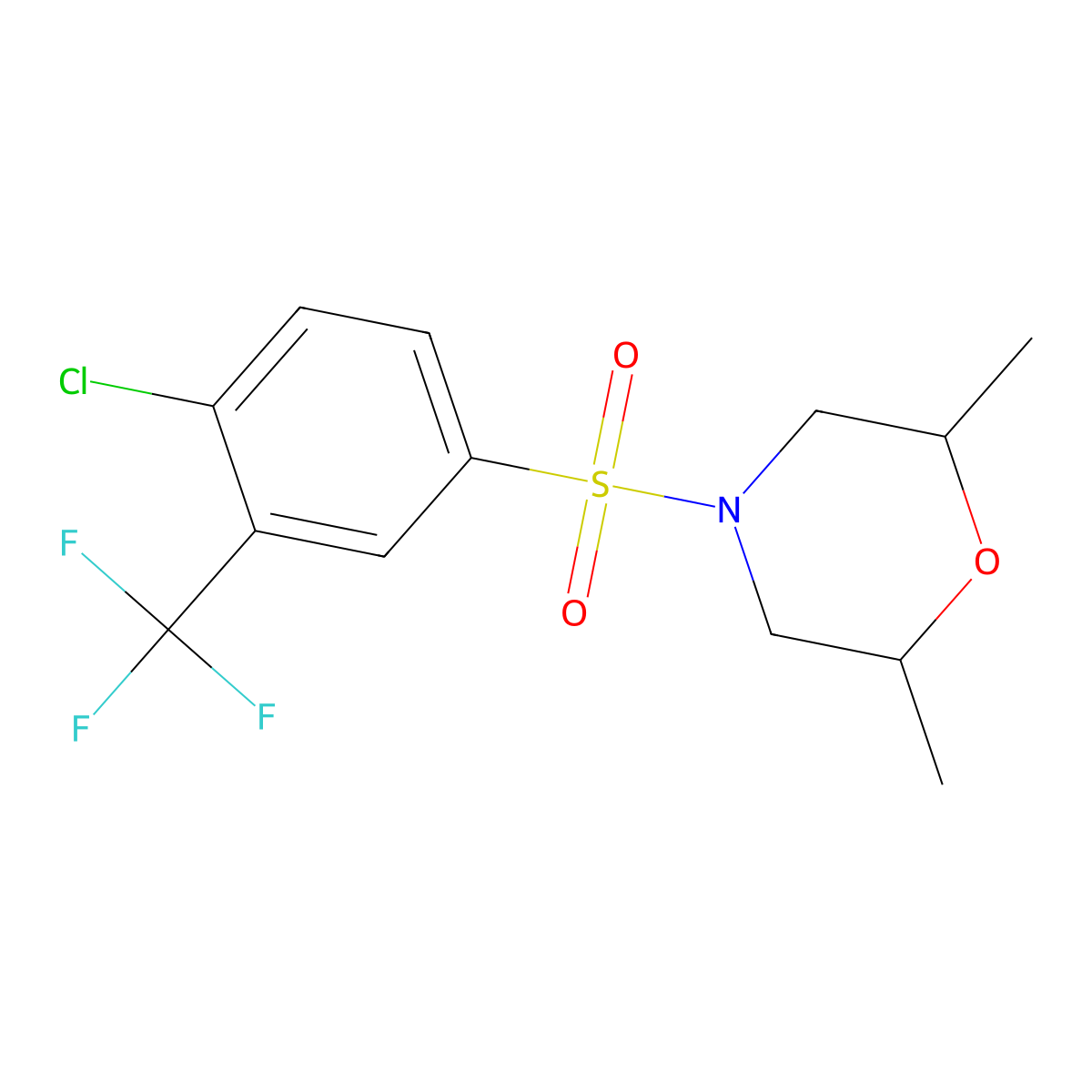 4-((4-Chloro-3-(trifluoromethyl)phenyl)sulfonyl)-2,6-dimethylmorpholine molecular structure, CAS 612043-60-4