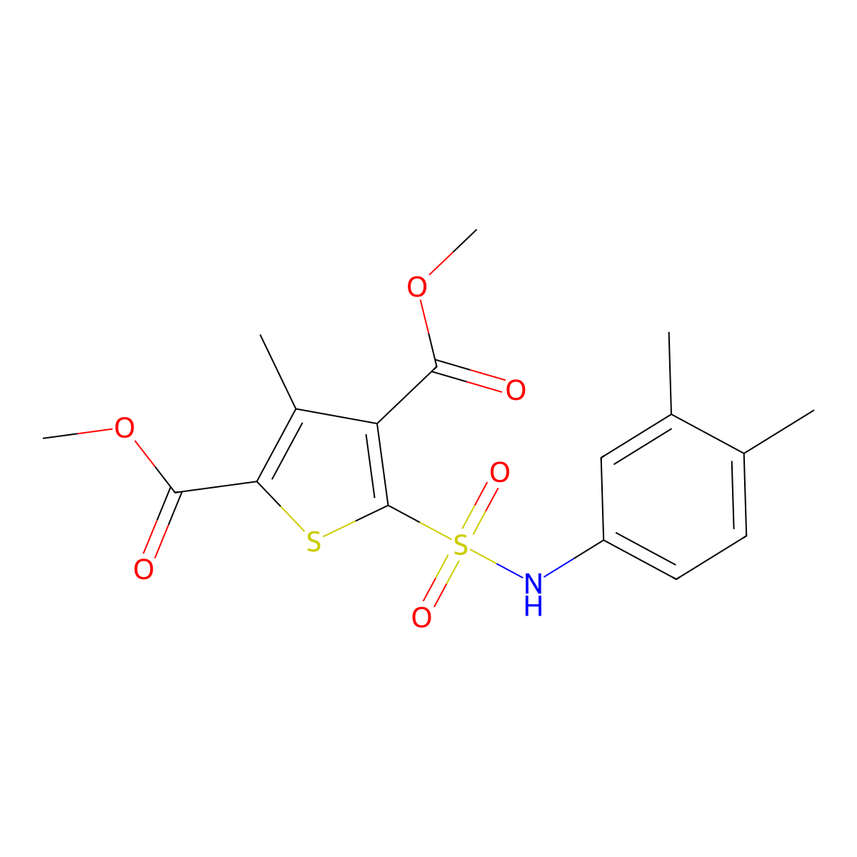 Dimethyl 5-[(3,4-dimethylphenyl)sulfamoyl]-3-methylthiophene-2,4-dicarboxylate molecular structure, CAS 612043-90-0