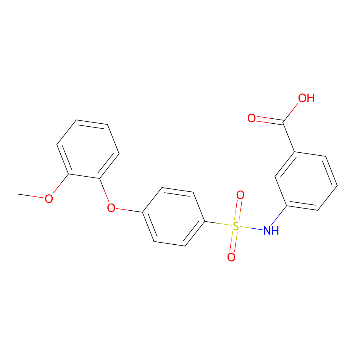 3-[[4-(2-methoxyphenoxy)phenyl]sulfonylamino]benzoic Acid molecular structure, CAS 612044-42-5