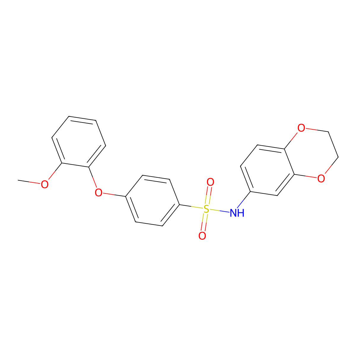 N-(2,3-dihydro-1,4-benzodioxin-6-yl)-4-(2-methoxyphenoxy)benzenesulfonamide molecular structure, CAS 612044-76-5
