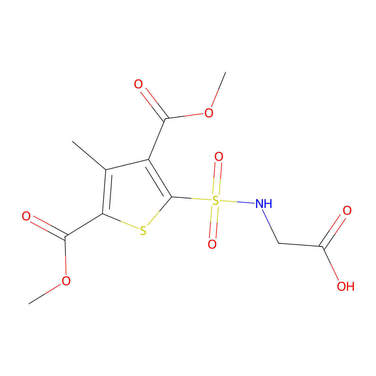 2-[3,5-Bis(methoxycarbonyl)-4-methylthiophene-2-sulfonamido]acetic acid molecular structure, CAS 612044-88-9
