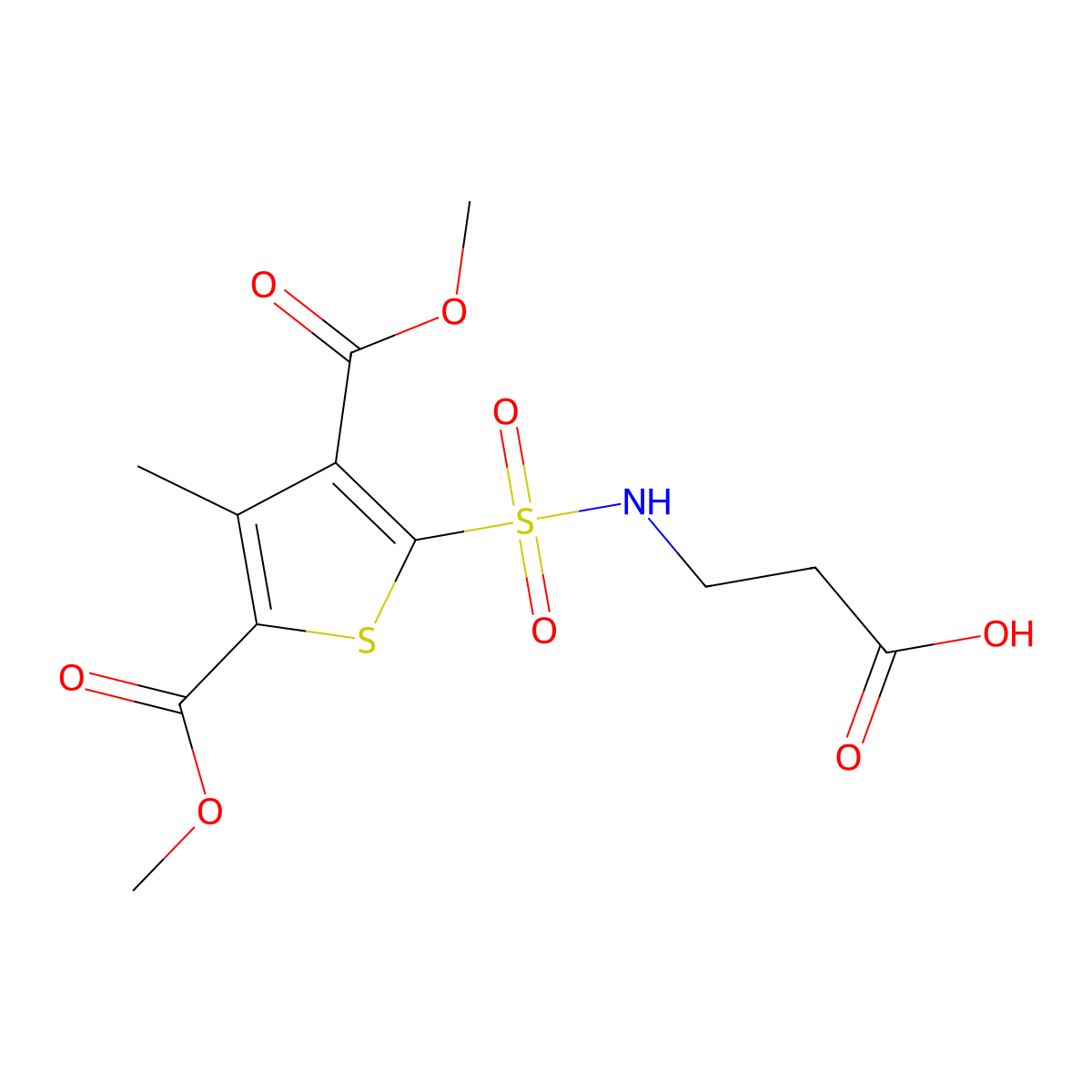 3-[3,5-Bis(methoxycarbonyl)-4-methylthiophene-2-sulfonamido]propanoic acid molecular structure, CAS 612044-89-0
