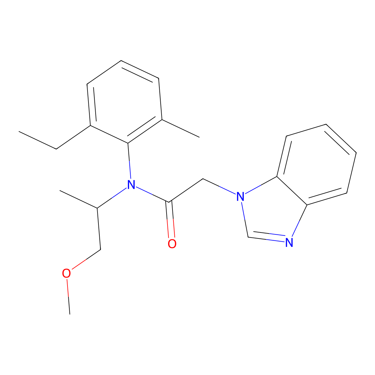 2-(1H-benzimidazol-1-yl)-N-(2-ethyl-6-methylphenyl)-N-(1-methoxypropan-2-yl)acetamide molecular structure, CAS 612046-31-8