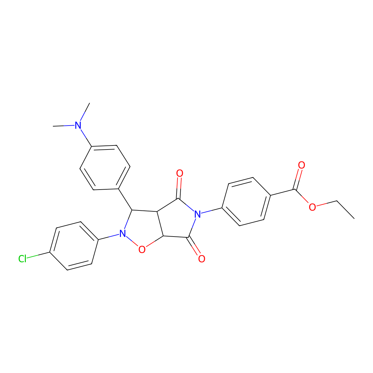 ethyl 4-[2-(4-chlorophenyl)-3-[4-(dimethylamino)phenyl]-4,6-dioxo-hexahydro-2H-pyrrolo[3,4-d][1,2]oxazol-5-yl]benzoate molecular structure, CAS 612046-44-3