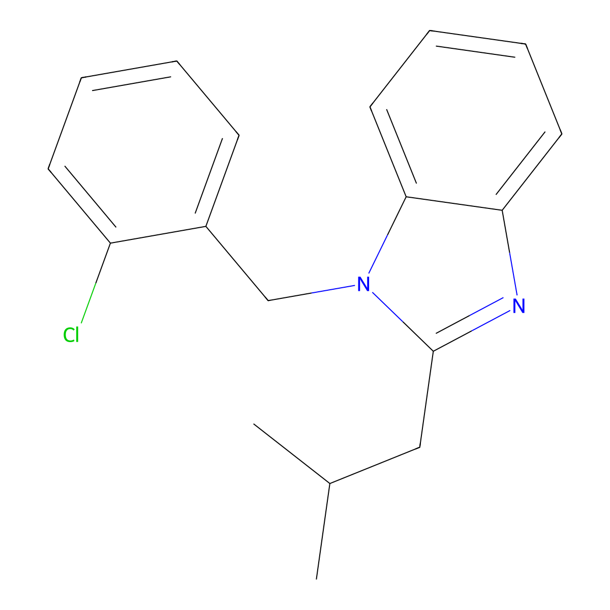 1-[(2-Chlorophenyl)methyl]-2-(2-methylpropyl)benzimidazole molecular structure, CAS 612046-64-7