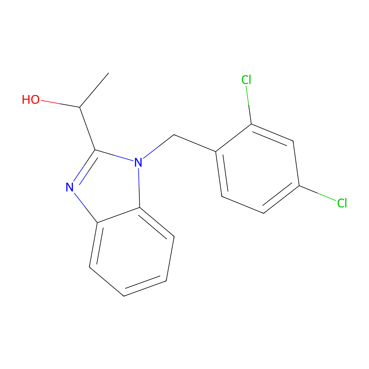 1-(1-(2,4-dichlorobenzyl)-1H-benzo[d]imidazol-2-yl)ethanol molecular structure, CAS 612046-67-0