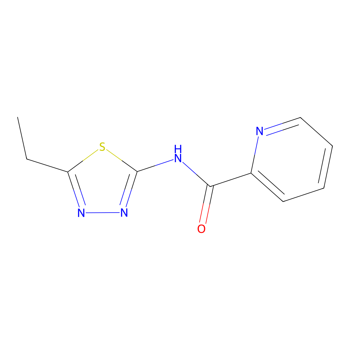 N-(5-ethyl-1,3,4-thiadiazol-2-yl)pyridine-2-carboxamide molecular structure, CAS 612047-35-5