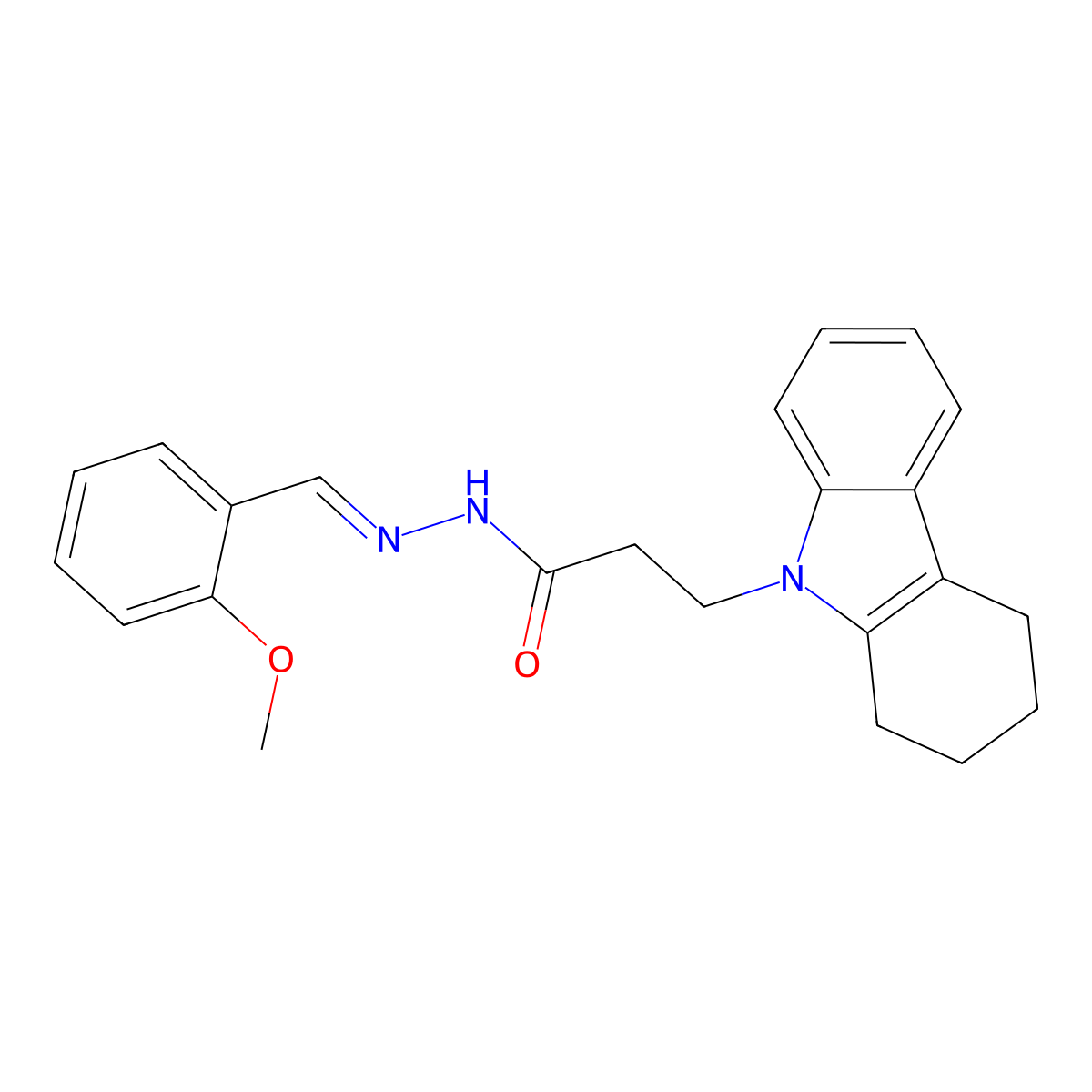 N'-(2-Methoxybenzylidene)3-(1,2,3,4-tetrahydro-9H-carbazol-9-YL)propanohydrazide molecular structure, CAS 612047-93-5
