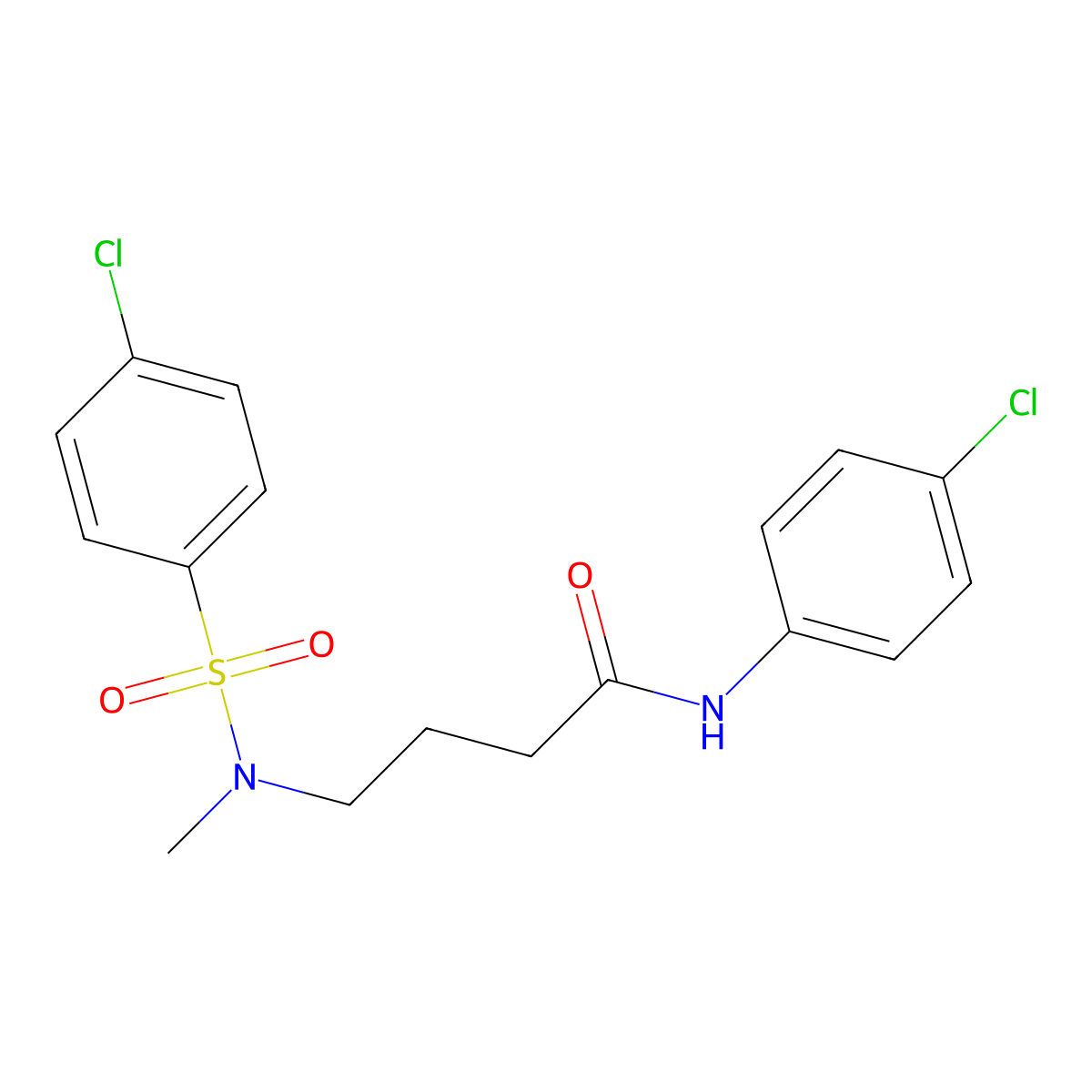 N-(4-chlorophenyl)-4-[(4-chlorophenyl)sulfonyl-methylamino]butanamide molecular structure, CAS 612048-18-7