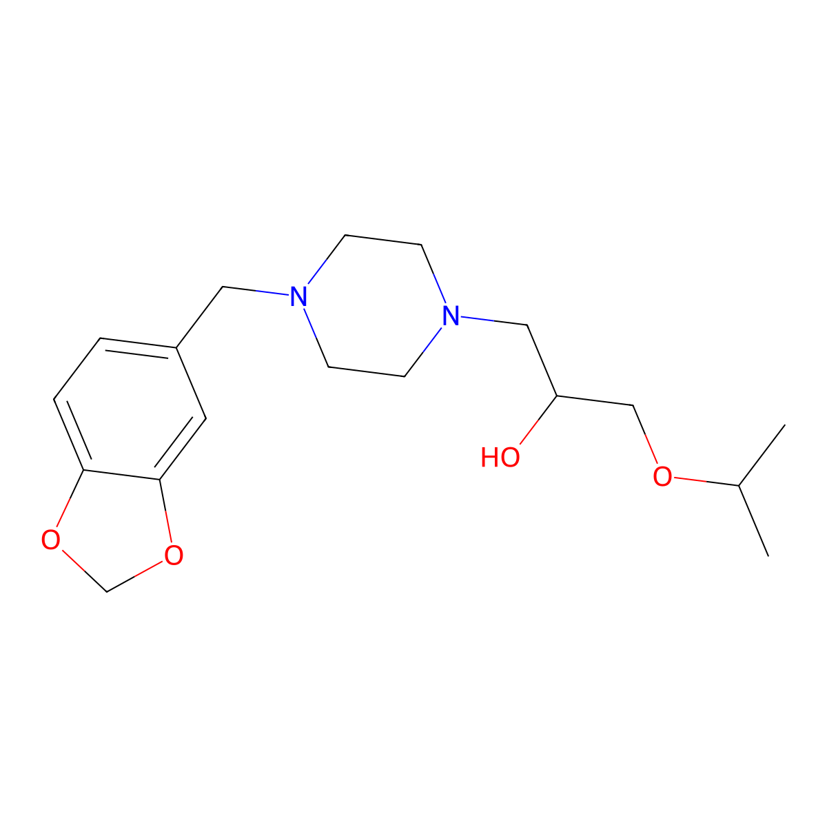 1-[4-(1,3-Benzodioxol-5-ylmethyl)piperazin-1-yl]-3-(propan-2-yloxy)propan-2-ol molecular structure, CAS 612048-31-4