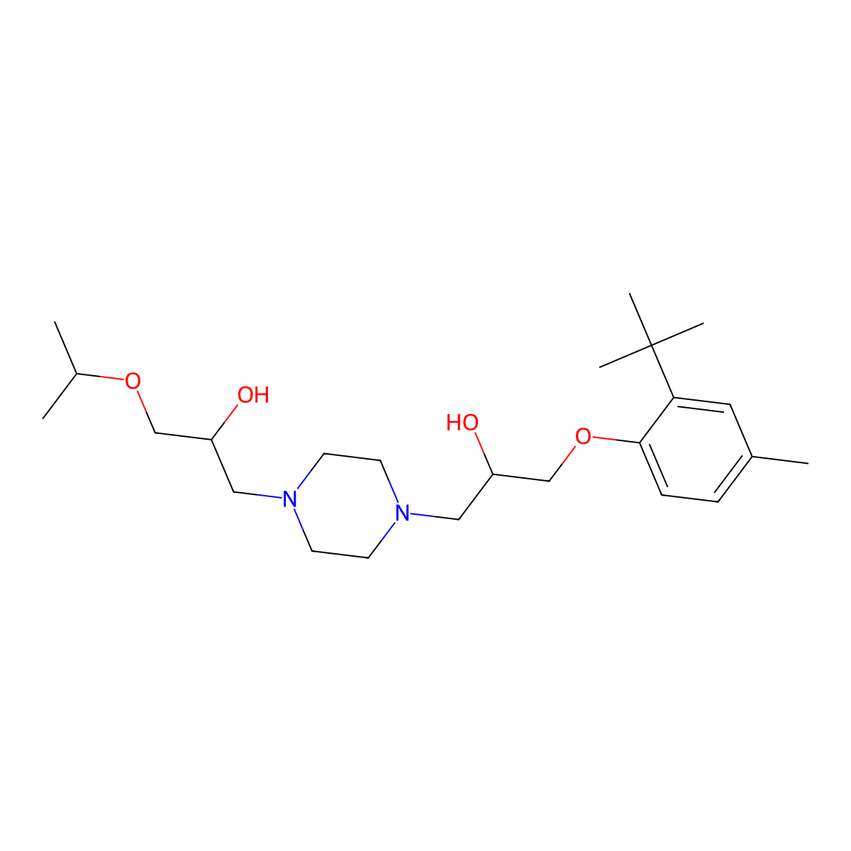 1-(2-Tert-butyl-4-methylphenoxy)-3-[4-(2-hydroxy-3-isopropoxypropyl)-1-piperazinyl]-2-propanol molecular structure, CAS 612048-78-9