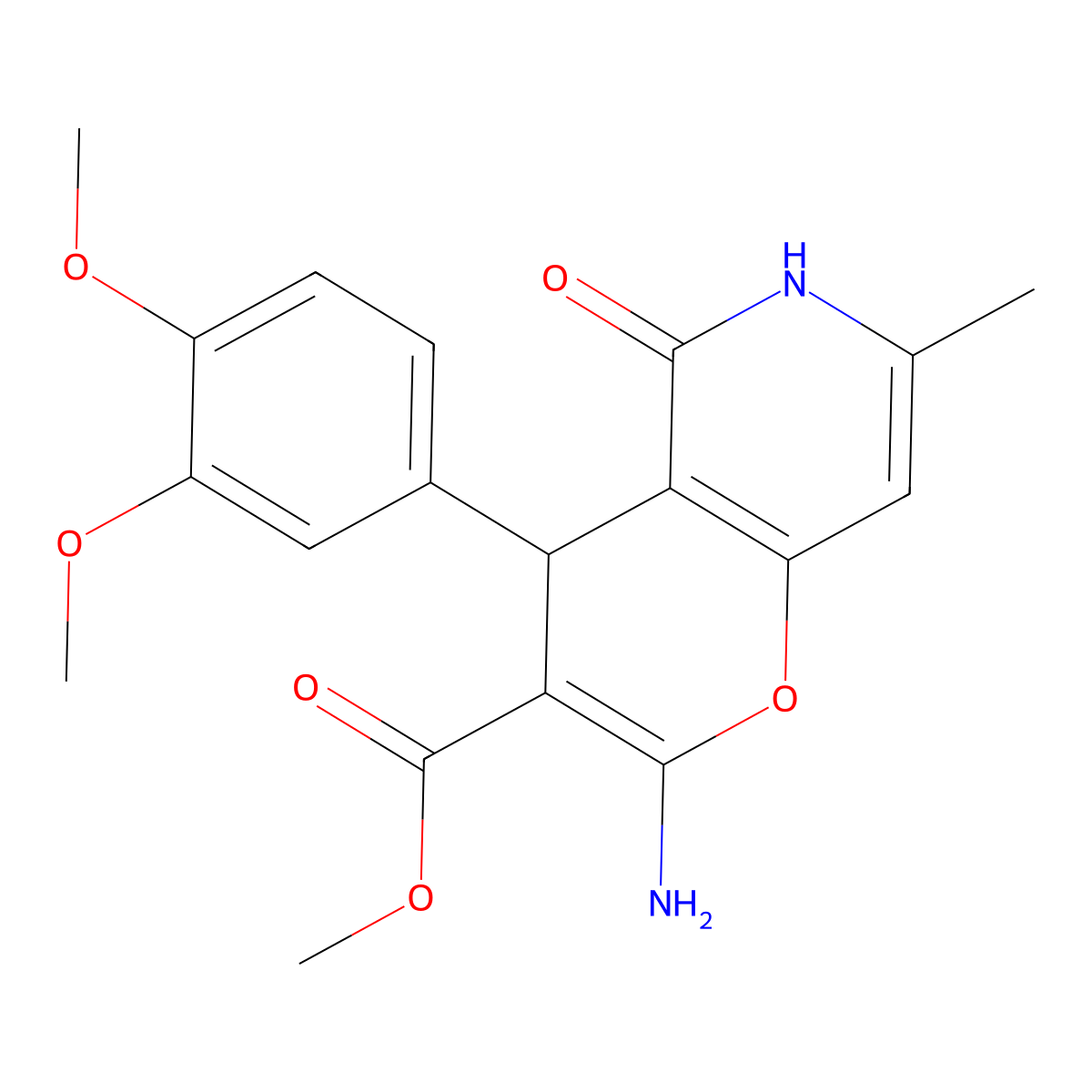 Methyl 2-amino-4-(3,4-dimethoxyphenyl)-7-methyl-5-oxo-4,6-dihydropyrano[3,2-c]pyridine-3-carboxylate molecular structure, CAS 612049-02-2