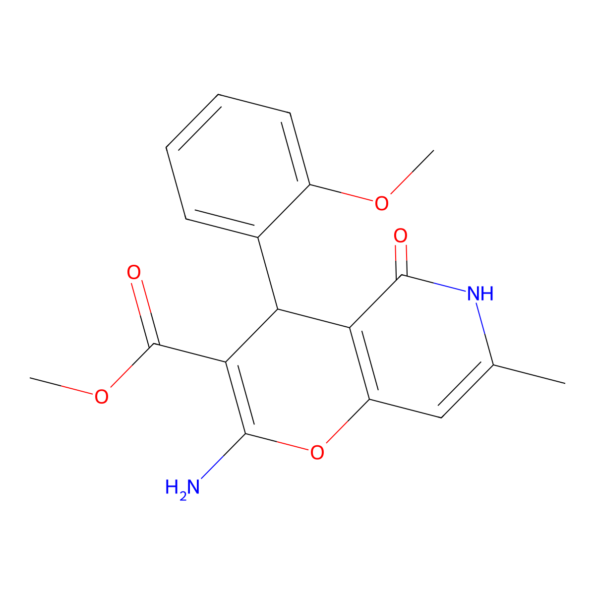 methyl 2-amino-4-(2-methoxyphenyl)-7-methyl-5-oxo-5,6-dihydro-4H-pyrano[3,2-c]pyridine-3-carboxylate molecular structure, CAS 612049-07-7