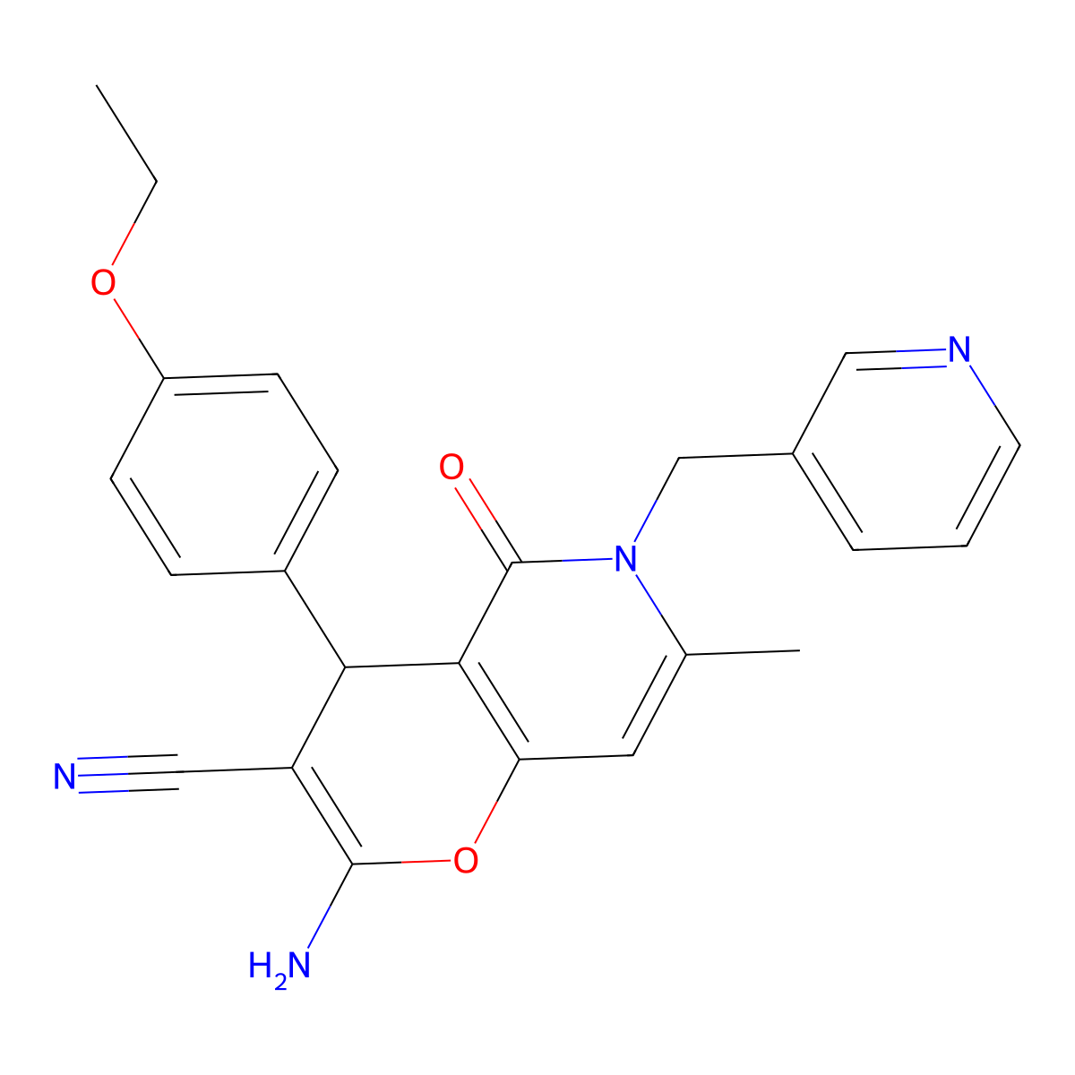 2-amino-4-(4-ethoxyphenyl)-7-methyl-5-oxo-6-(3-pyridinylmethyl)-5,6-dihydro-4H-pyrano[3,2-c]pyridine-3-carbonitrile molecular structure, CAS 612049-20-4